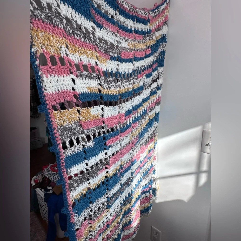 Handmade Cottage core Colorful Crochet Blanket